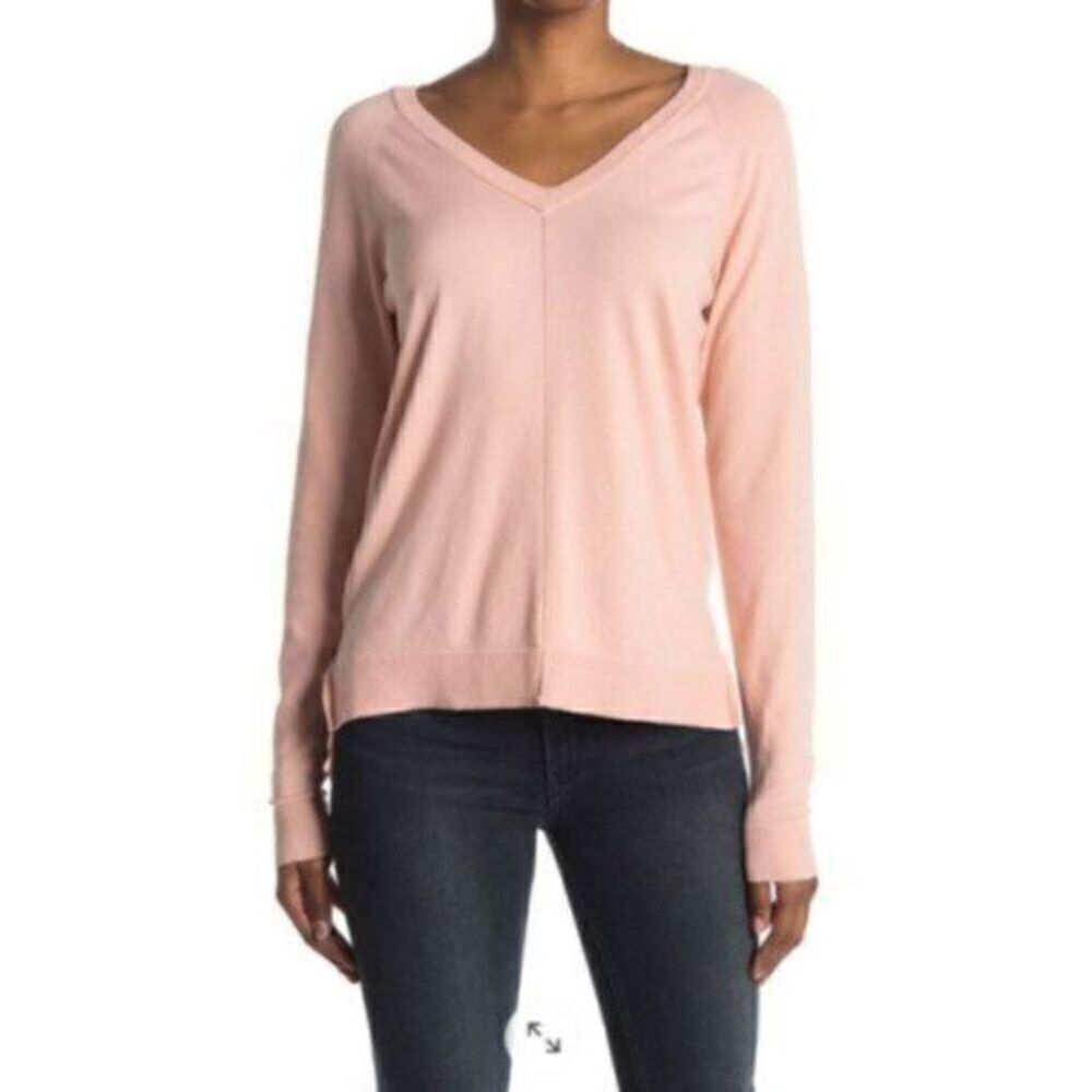 Bobeau Nordstrom V-Neck Pullover Knit Sweater Hot Pink Fuchsia XS NWT